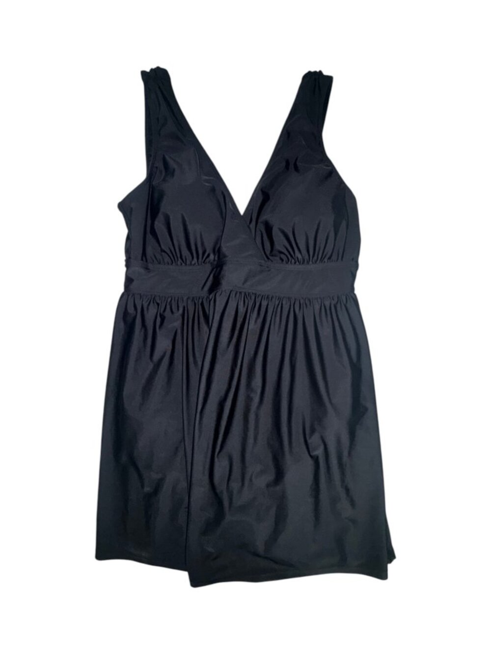 Black Sleeveless One Piece Swimsuit Dress Size L 12/14 - Picture 2 of 8
